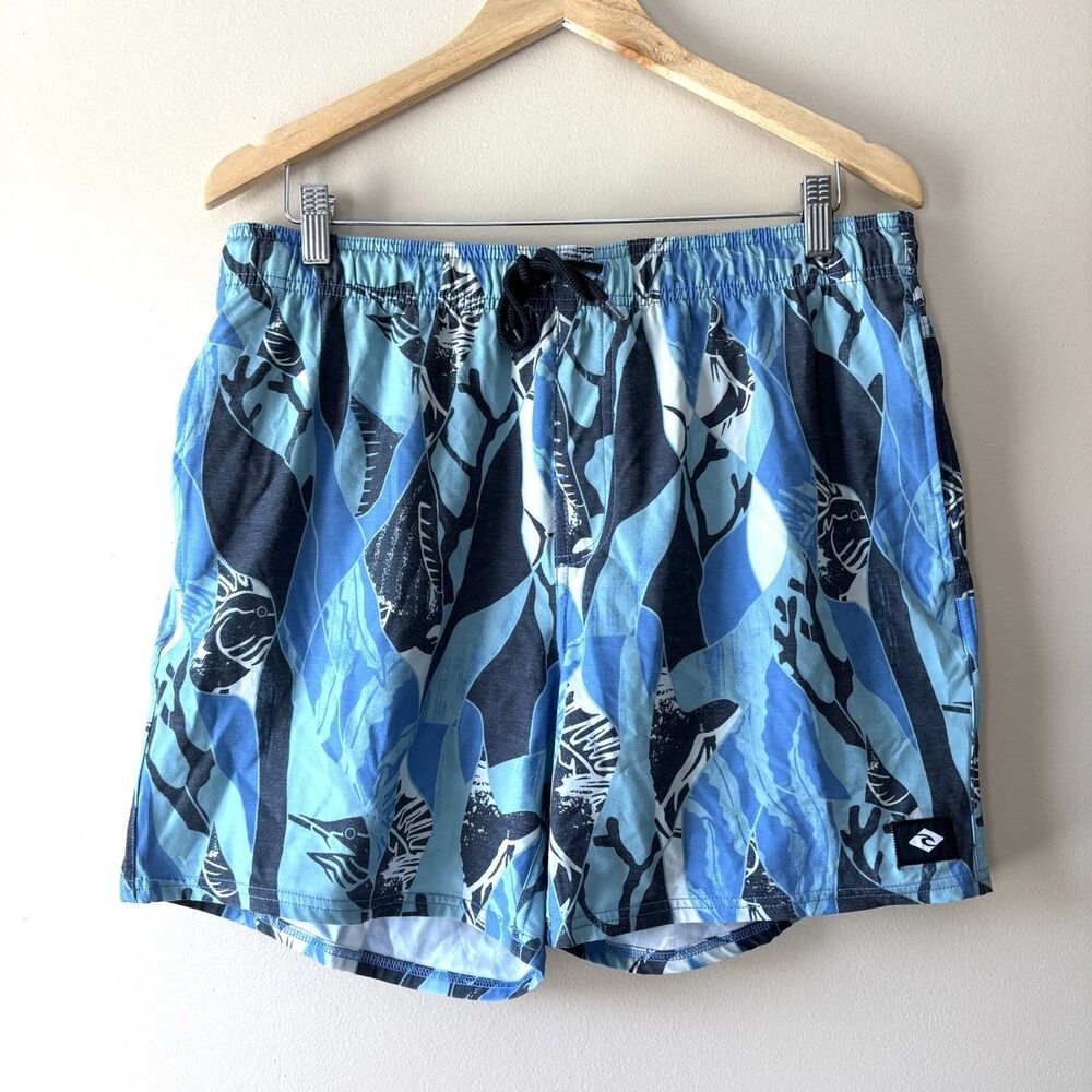 Rip Curl Swim Trunks Mens Large Laydays Elastic Waistband Blue Board Shorts
